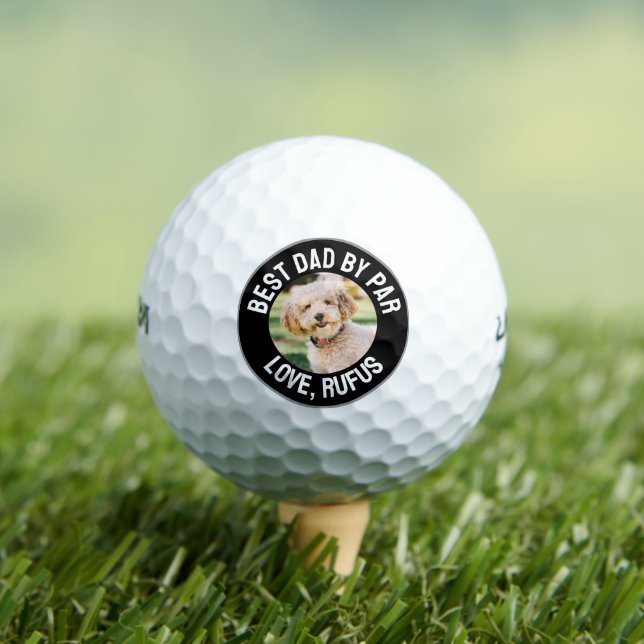 Fun Best Dad By Par Dog Photo Golf Balls (Insitu Tee)