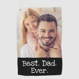 Fun Best Dad Ever Photo Black Golfer Personalised Golf Towel