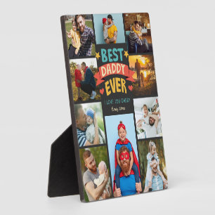 Fun Best daddy ever 10 photo collage cartoon font  Plaque