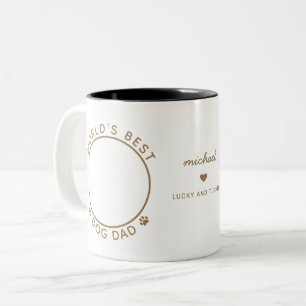 Fun Best Dog Dad Two Photo Gold Modern Typography Two-Tone Coffee Mug