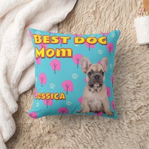 Fun Best Dog Mum Custom Photo Gift Birthday Cushion