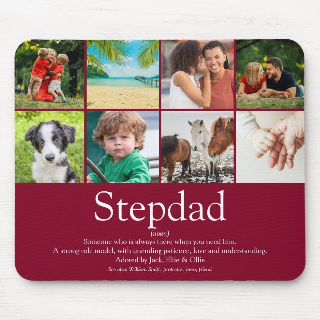 Fun Best Ever Stepfather Stepdad Photo Collage Mouse Mat (Front)