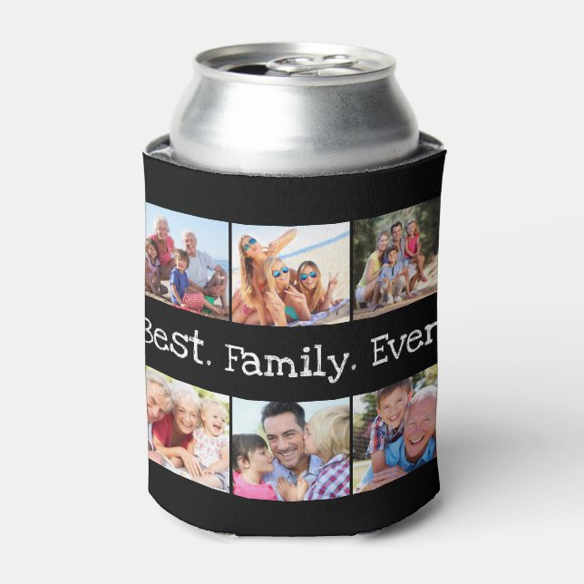 Fun Best Family Photo Collage Personalised Black C Can Cooler (Can Front)
