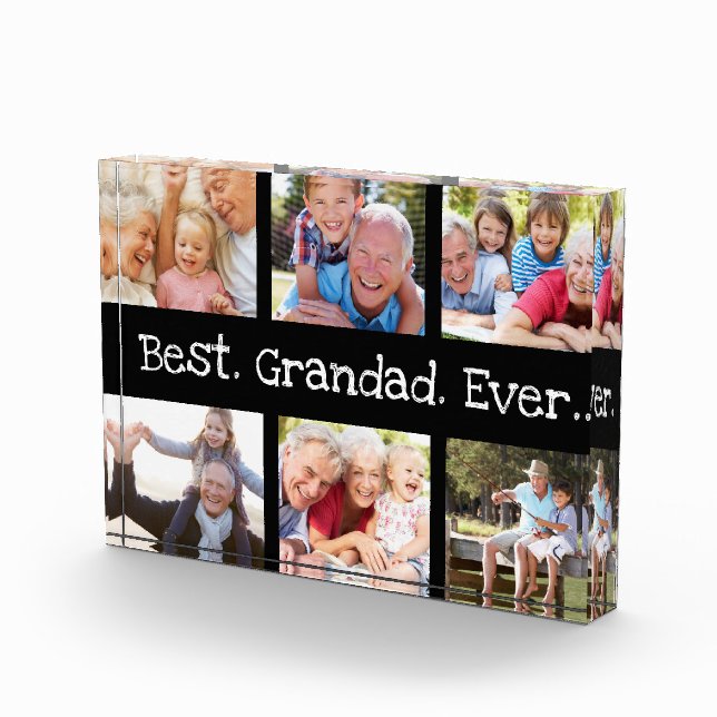 Fun Best Grandad Ever 6 Photo Collage Black White (Right)