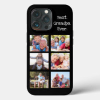 Fun Best Grandpa Ever 6 Photo Collage Black White