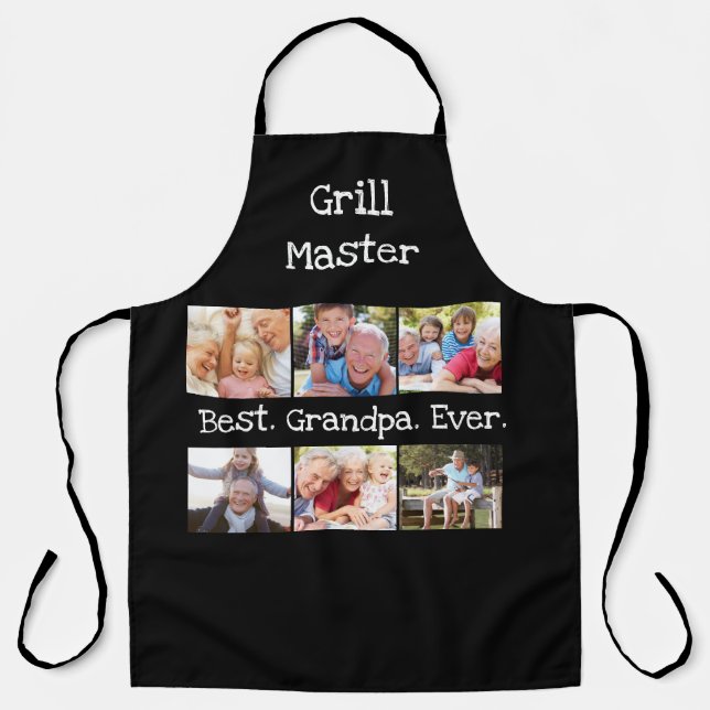 Fun Best Grandpa Ever 6 Photo Collage Grill Master Apron (Front)