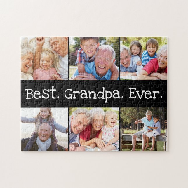 Fun Best Grandpa Ever 6 Photo Collage Jigsaw Puzzle (Horizontal)