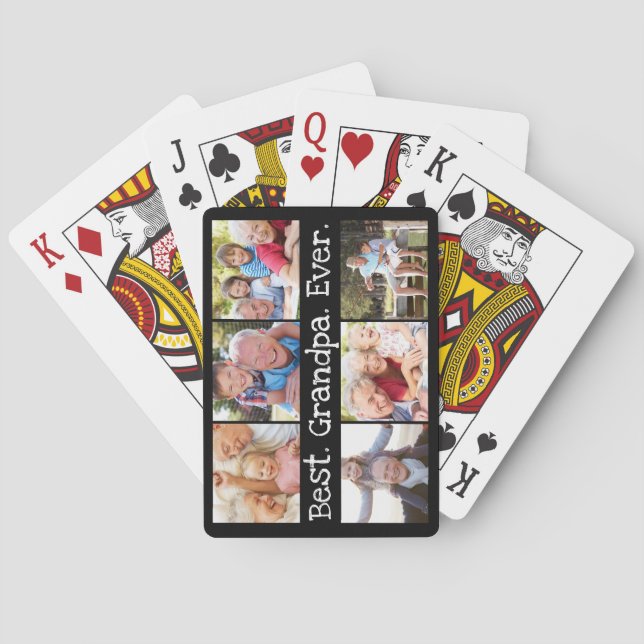 Fun Best Grandpa Ever 6 Photo Collage  Playing Cards (Back)
