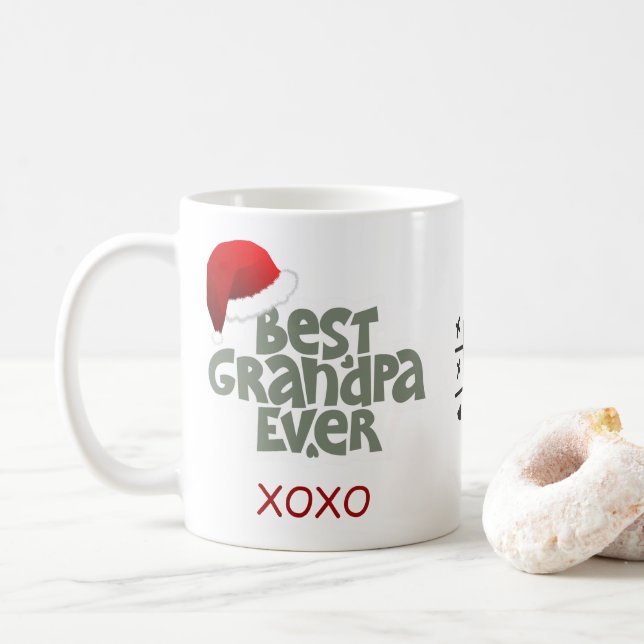 Fun Best Grandpa Ever Santa Hat Christmas Mug (With Donut)