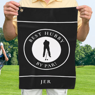 Fun Best Hubby By Par Golfer Monogram Modern Mens Golf Towel