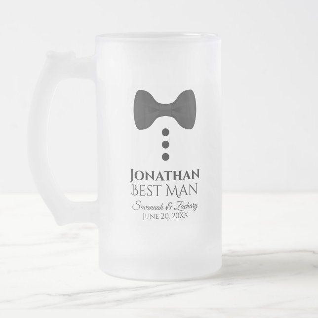 Fun Best Man Black Tie Tuxedo Frosted Beer Mug (Left)