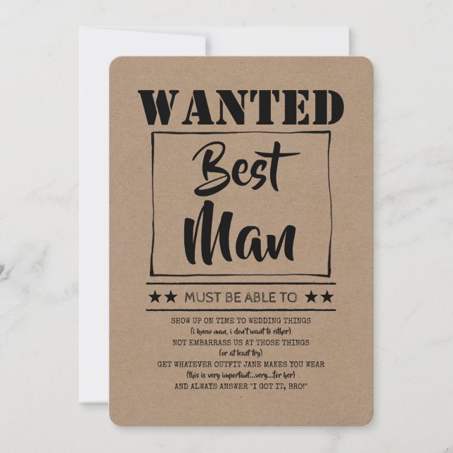 Fun Best Man Groomsman Proposal  Invitation (Front)
