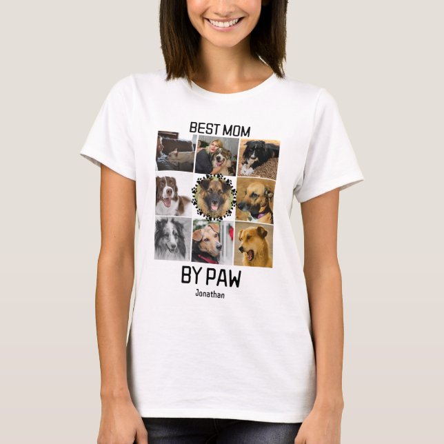Fun Best Mum By Paw Custom 9 Photo Collage T-Shirt (Front)