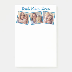 Fun Best Mum Ever 4 Photo Collage Blue  Notepad