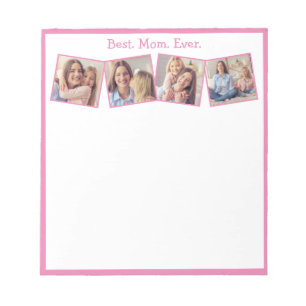 Fun Best Mum Ever 4 Photo Collage Pink Notepad
