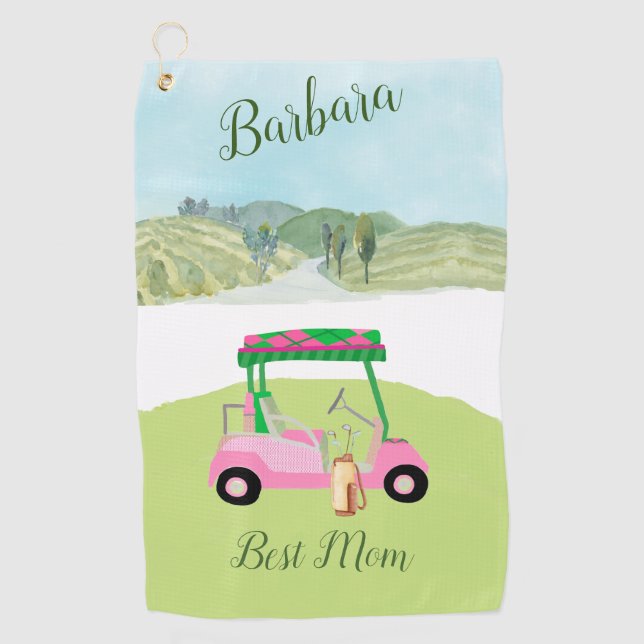 Fun Best Mum Golf Cart Scenic Name   Golf Towel (Front)