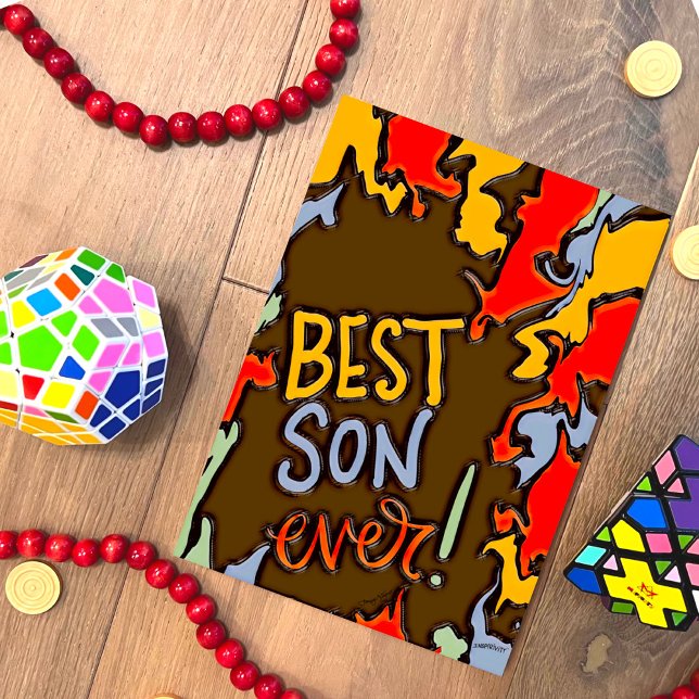 Fun Best Son Ever Birthday Modern Inspirivity Card (Fun, best son ever birthday card by Inspirivity)