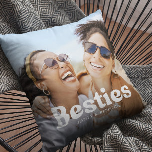 Fun Bestie Typography Custom Photo Pillow