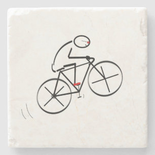 Fun Bicyclist Design Stone Coaster