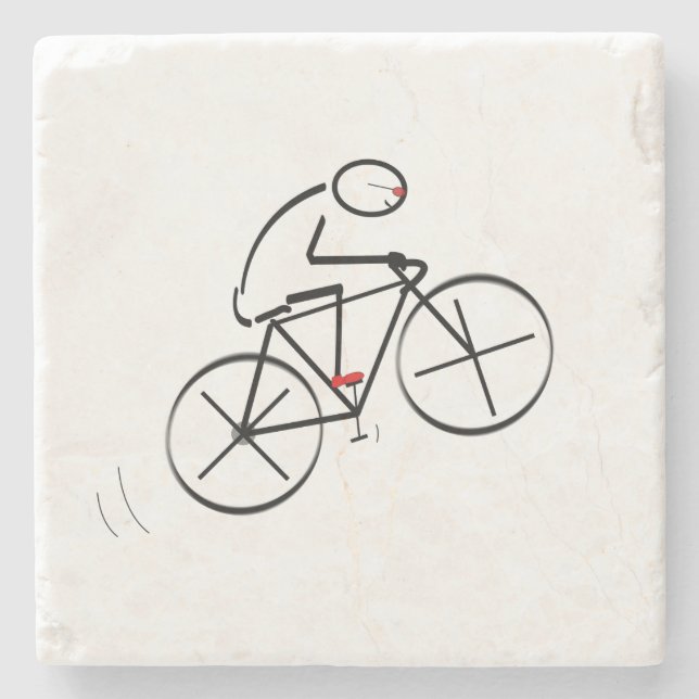 Fun Bicyclist Design Stone Coaster (Front)