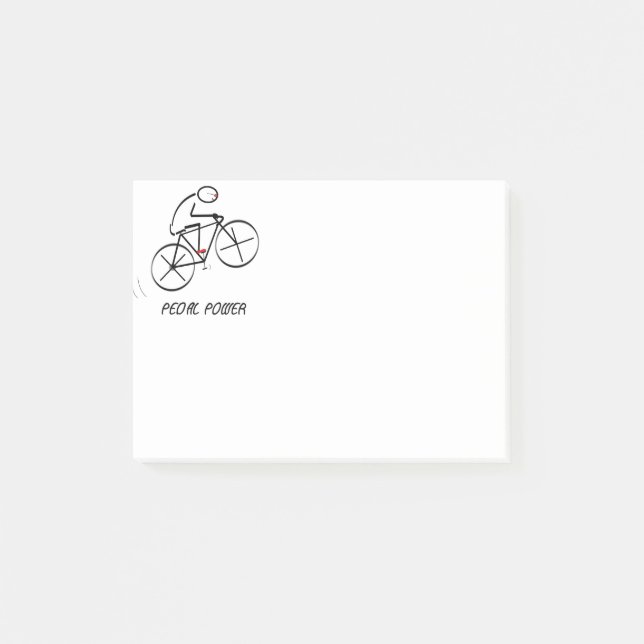 Fun Bicyclist Design with “Pedal Power” text Post-it Notes (Front)