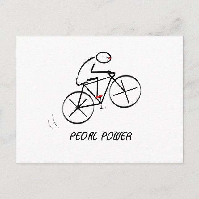 Fun Bicyclist Design with “Pedal Power” text Postcard (Front)