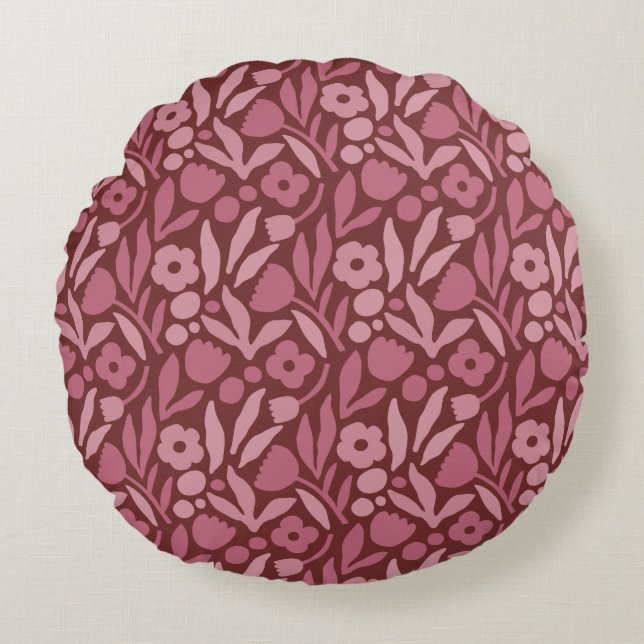 Fun Big Flower Bold Colour Round Cushion (Front)