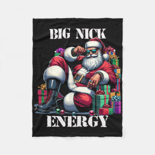 Fun Big Nick Energy Fun Santa Claus Christmas Xmas Fleece Blanket