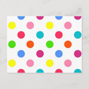 Fun big polka dots red yellow green pink orange postcard