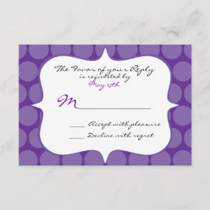 Fun Big Purple Polka Dots Wedding RSVP Reply Card