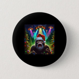 Fun Bigfoot Selfie With Alien Ufo Xmas Spaceships 6 Cm Round Badge