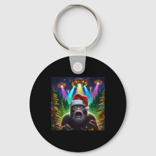 Fun Bigfoot Selfie With Alien Ufo Xmas Spaceships  Key Ring