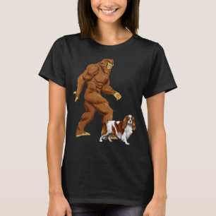 Fun Bigfoot Walking Cavalier King Charles Spaniel  T-Shirt