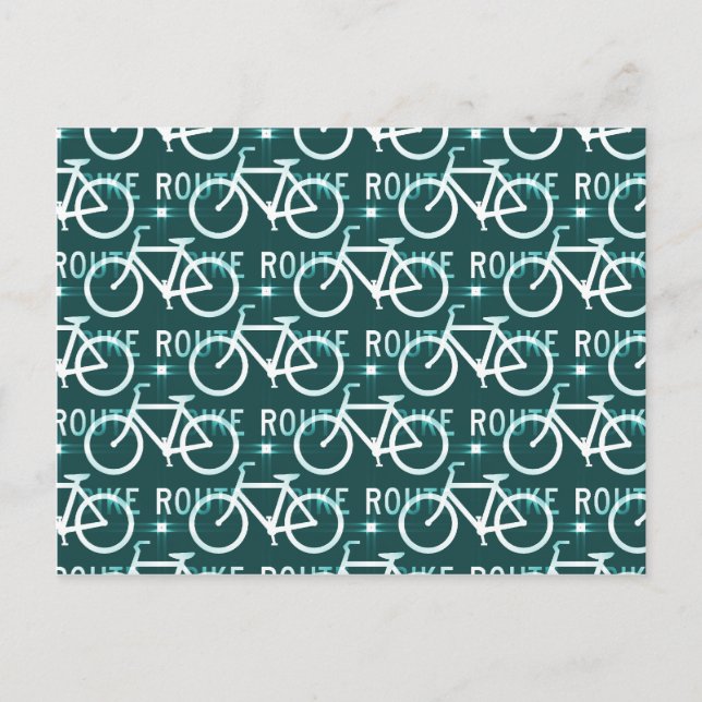 Fun Bike Route Fixie Bike Cyclist Pattern Postcard (Front)