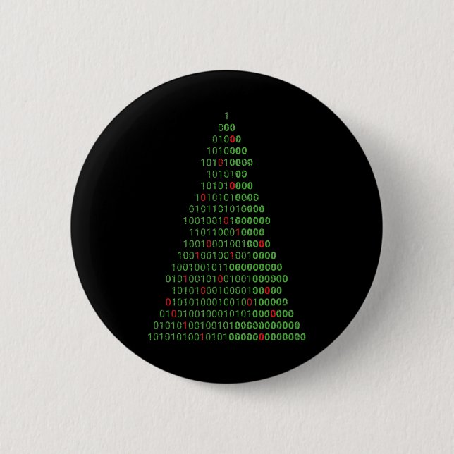 Fun Binary Christmas Tree Computer Programmers And 6 Cm Round Badge (Front)