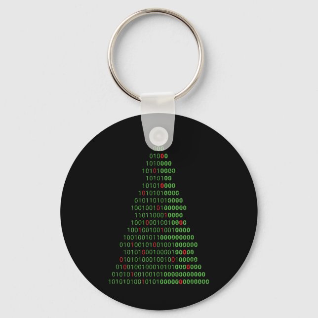 Fun Binary Christmas Tree Computer Programmers And Key Ring (Front)