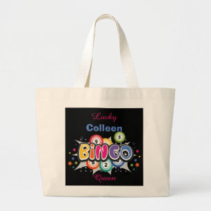 Fun Bingo Queen Editable Name Large Tote Bag