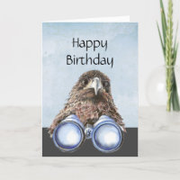 Fun Bird Watcher Birthday  Pun Hawk Binoculars 