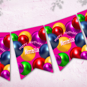 Fun Birthday Balloons Personalised Bunting