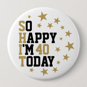 Fun Birthday Black And Gold Stars Customised Age 10 Cm Round Badge