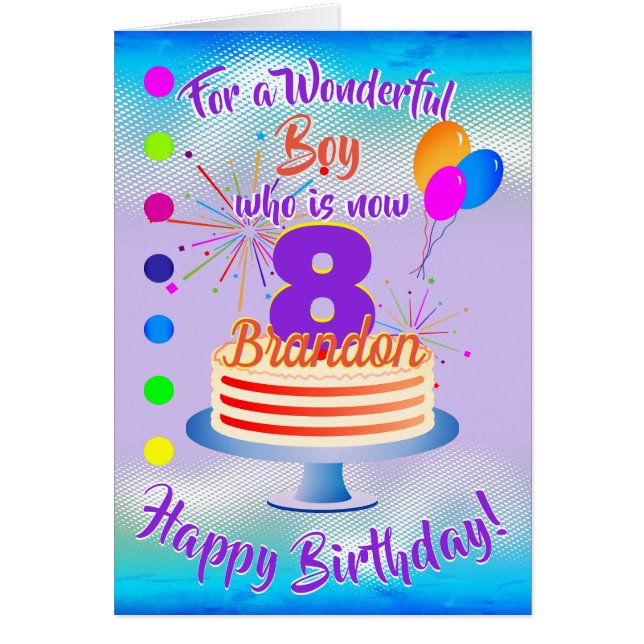 FUN BIRTHDAY BOY - BLUE / PURPLE PERSONALIZED (Front)