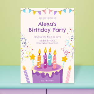 Fun birthday cake candy  invitation