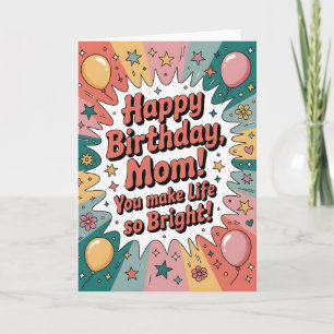 Fun Birthday Card for Mum – Colourful Retro