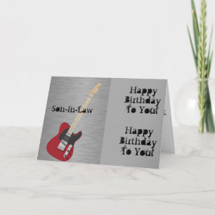 Fun, birthday for a son-in-law, red guitar. card