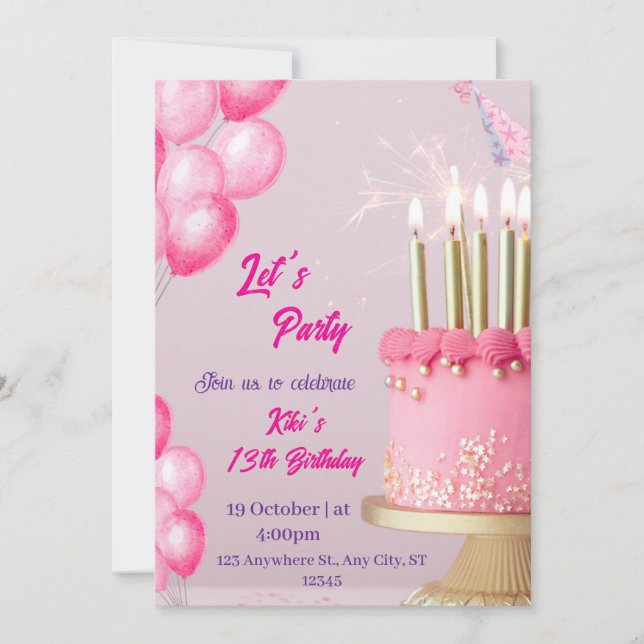 Fun Birthday Greeting Card Design with Balloons  (Front)