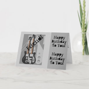Fun, birthday greeting for a friend, guitar. card