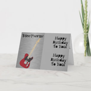 Fun, birthday greeting for brother, red guitar. card
