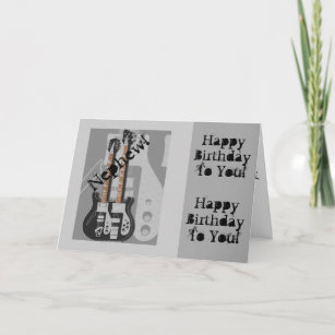 Fun, birthday greeting for nephew, guitar. card