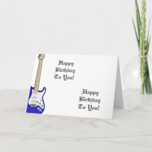 Fun, birthday greeting with a blue guitar. card