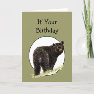 Fun Birthday Grin and Bear it, Watercolor Animal Card